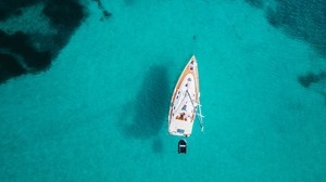 oceano, barche, vista dall’alto, acqua