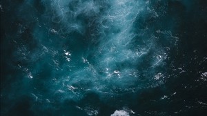 ocean, sea, top view, waves, water, splash