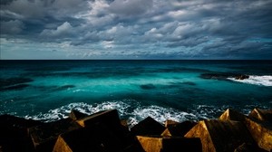 ocean, surf, horizon, coast, clouds, sky - wallpapers, picture
