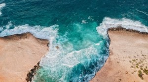 ocean, surf, top view, foam, water - wallpapers, picture