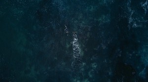 ocean, aerial view, swimmers, waves, water - wallpapers, picture