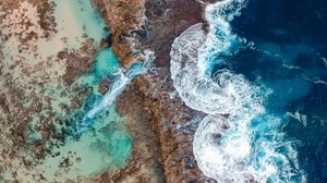 ocean, aerial view, surf, coast, hawaii - wallpapers, picture