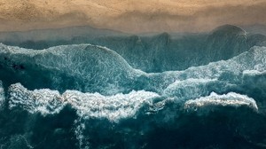 ocean, top view, surf, coast, water, waves, foam - wallpapers, picture