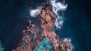 ocean, top view, rocks, stones