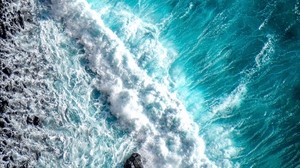 ocean, wave, foam, surf, top view, water - wallpapers, picture