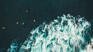 oceano, onde, surf, acqua, vista dall’alto, tropici