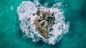 island, ocean, rocks, surf - wallpapers, picture