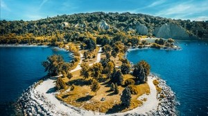 insel, see, sommer, scarborough bluffs park, toronto, kanada