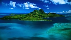 island, greens, ocean, water, tropics