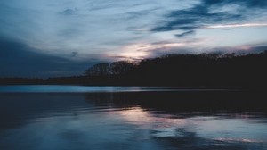 lake, horizon, evening, clouds - wallpapers, picture
