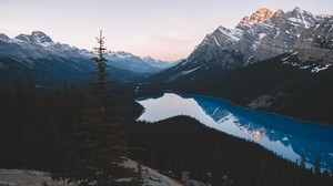 lake, mountains, trees, sky