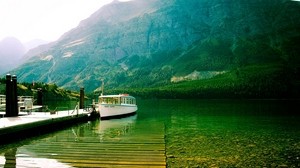 lake, mountains, bottom, transparent, water, boat, pleasure