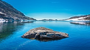 lake, mountains, blue water