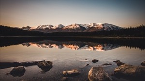 Lago, montañas, piedras, reflexión, paisaje - wallpapers, picture