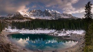 lake, mountains, forest, reflection, landscape, nature - wallpapers, picture