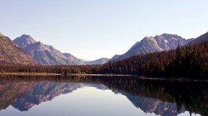 See, Berge, Himmel, Reflexion, Bäume