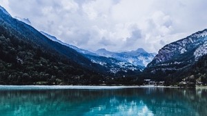 lago, montañas, reflejo