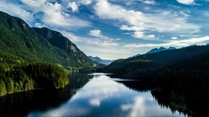 lake, mountains, reflection, summer