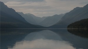 lake, mountains, fog, water, splash