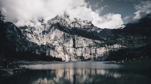 järvi, vuoret, vesi, eschinense, kandersteg, sveitsi