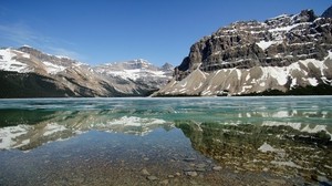 lago, agua, transparente, fondo, montañas, limpieza, frescura