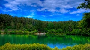 sjö, pittoreska, färger, grön