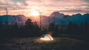 tent, camping, landscape