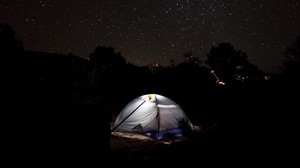 tent, starry sky, camping, night