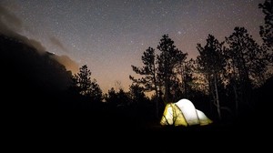 tent, starry sky, camping, travel, night - wallpapers, picture