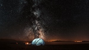 tent, starry sky, night, tourism - wallpapers, picture