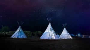 tents, night, stars - wallpapers, picture