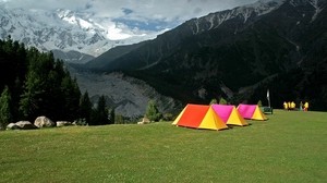 tents, the rest, bright, tourists, glade, climbers