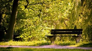 park, bench, summer