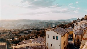landskap, toppvy, arkitektur, kommune, Montone, Italien