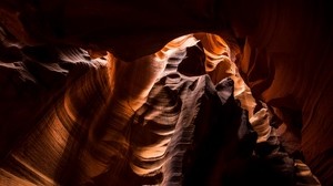canyon, cave, layers, dark, surface - wallpapers, picture