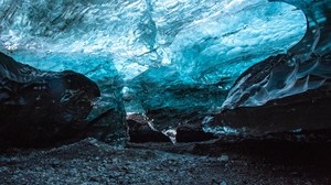 cave, ice, ice floes, stones