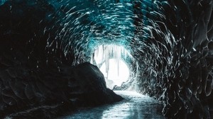 cave, ice, ice floes, deepening - wallpapers, picture