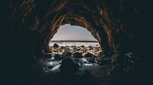 cave, sea, stones