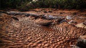 sabbia, dune, alveo, fiume, hdr