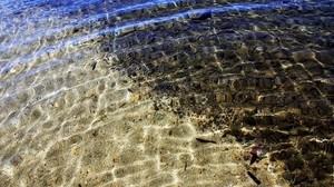 sand, stones, water, bottom, transparent, waves, stains - wallpapers, picture