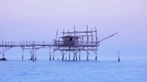 muelle, mar, cielo, san vito chietino, italia