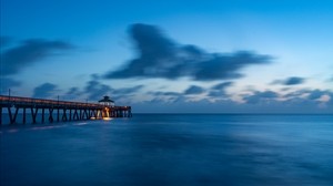 pier, sea, dusk, water, clouds - wallpapers, picture