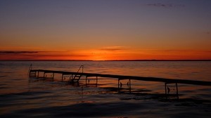 pier, sea, sunset, horizon, dusk - wallpapers, picture