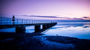 pier, ocean, sunset, malmo, sweden - wallpapers, picture