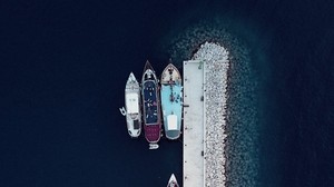 pier, pier, boats, top view - wallpapers, picture