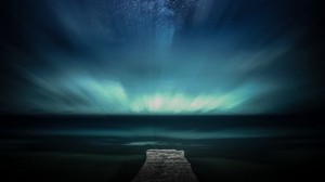pier, starry sky, stars, night, sea - wallpapers, picture