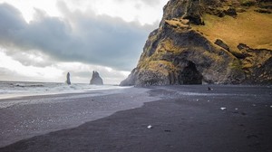 beach, sea, rocks, waves, sand, stones