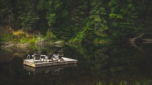 raft, river, rest, nature, trees