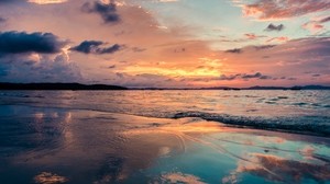 Strand, Meer, Küste, Sonnenuntergang - wallpapers, picture