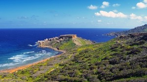 coast, Malta, sea sky, ghajn tuffieha, horizon, nature - wallpapers, picture
